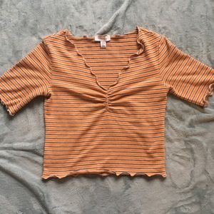 Top shop orange lettuce trim croptop